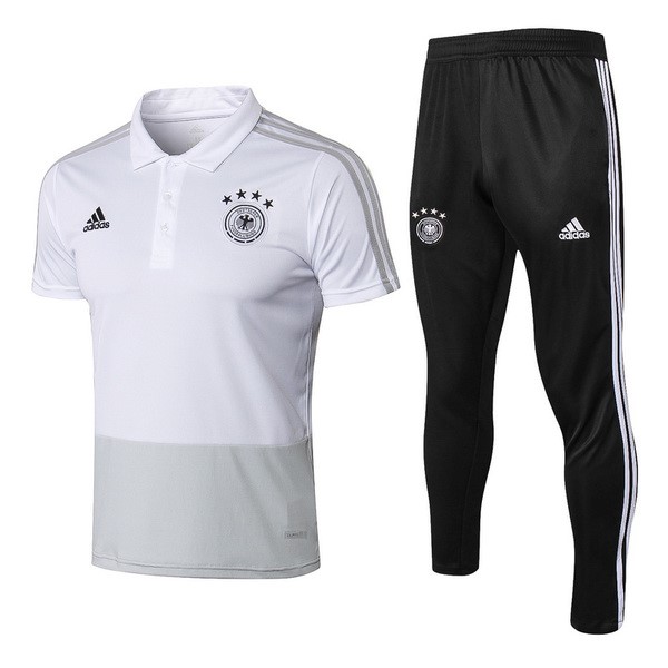 Deutschland Polo Komplett Set 2018 Grau Blanco Fussballtrikots Günstig